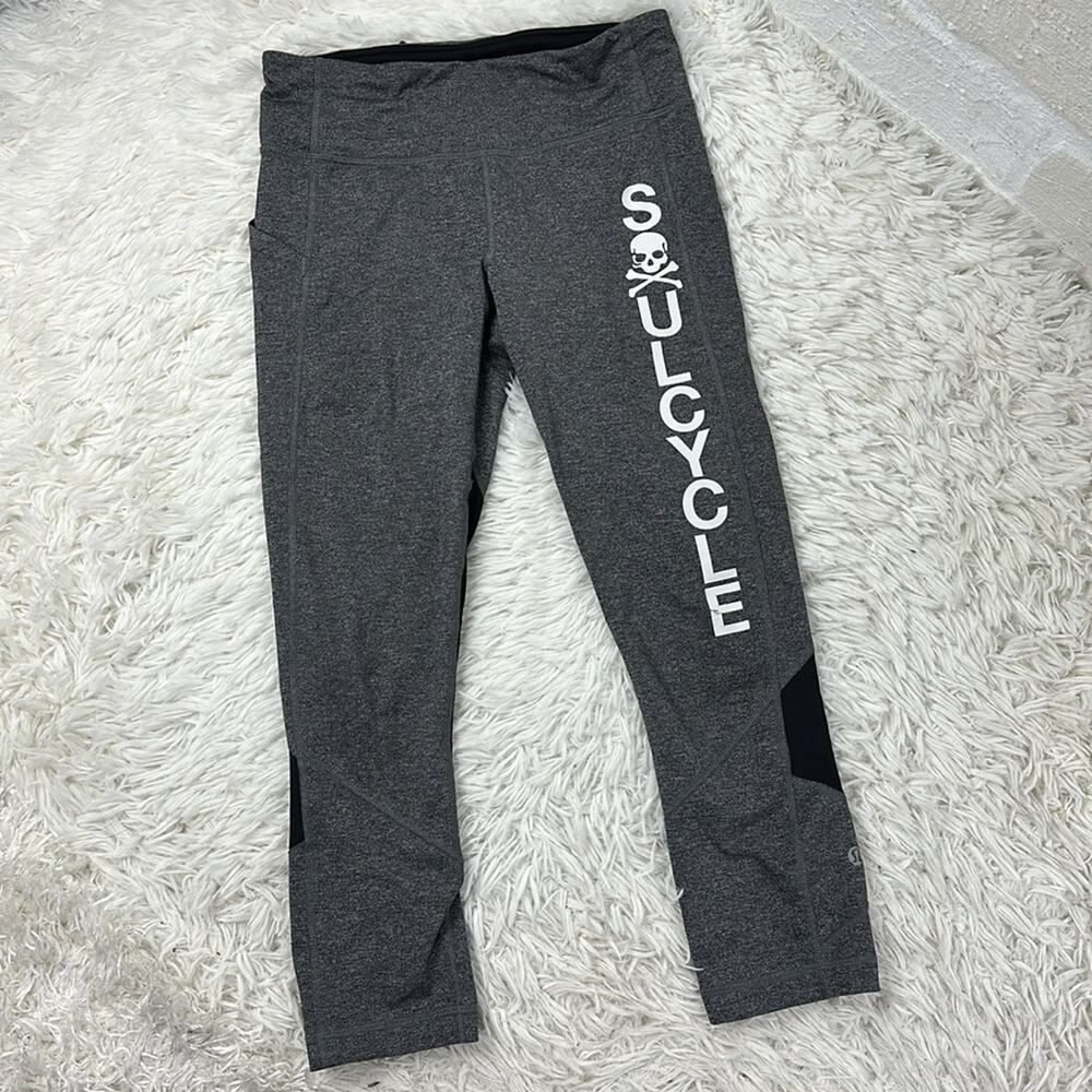Lululemon Pace Rival Crops Heathered Black Black SoulCycle Collab